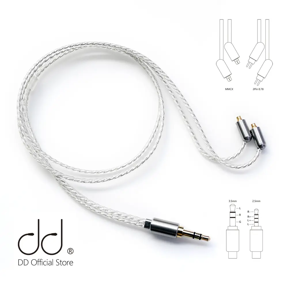 DD ddHiFi BC50B 2.5 Balanced or 3.5 Headphone Cable MMCX /0.78pins for FiiO Shanling HiBy SONY AMPs.