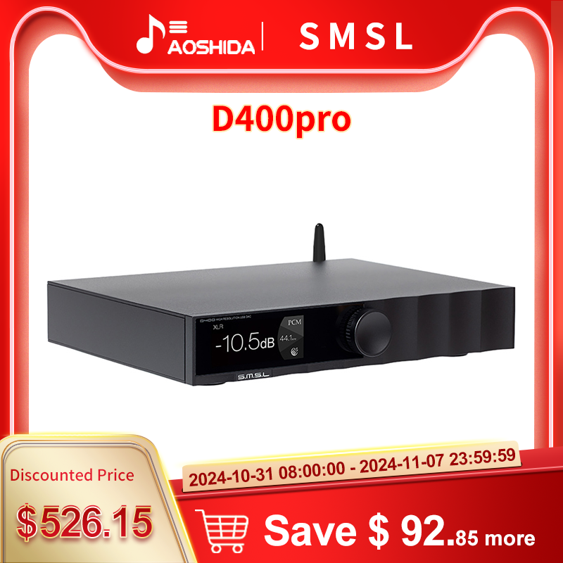 SMSL D400 Pro Audio USB DAC AK4499EX+AK4191EQ Flaship DAC MAQ-CD Decoding  High Resolution XMOS XU316 USB Decoder 768kHz DSD512